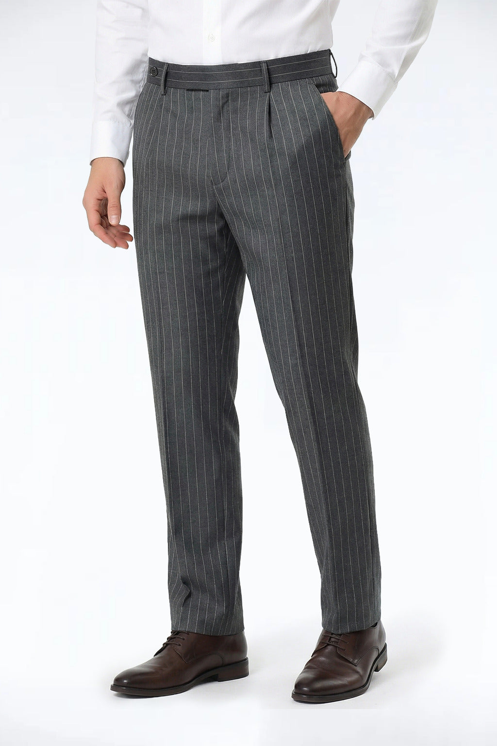 Beckham Charcoal Black Pinstripe Suit Trousers