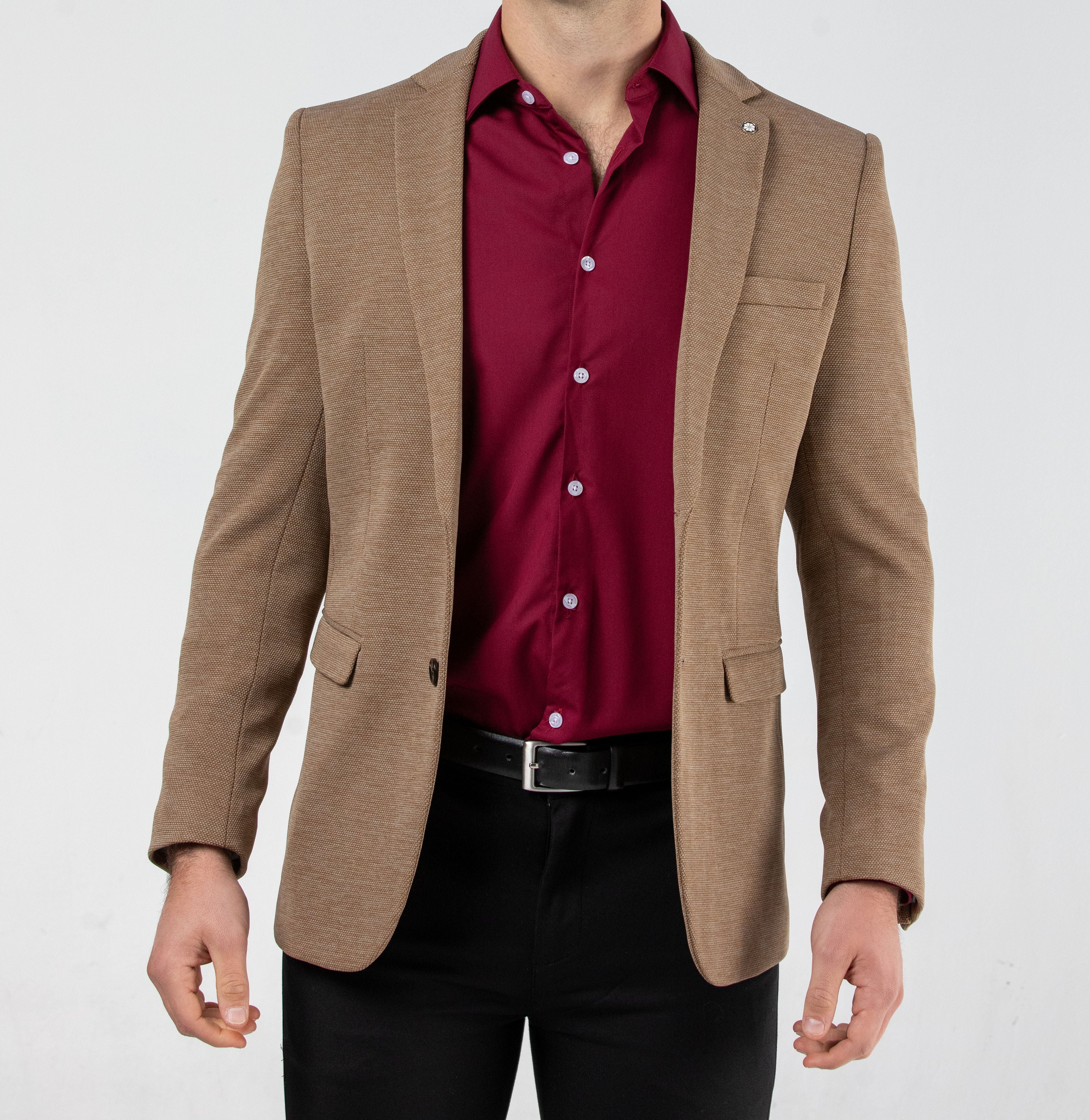 Victor Camel Textured Blazer