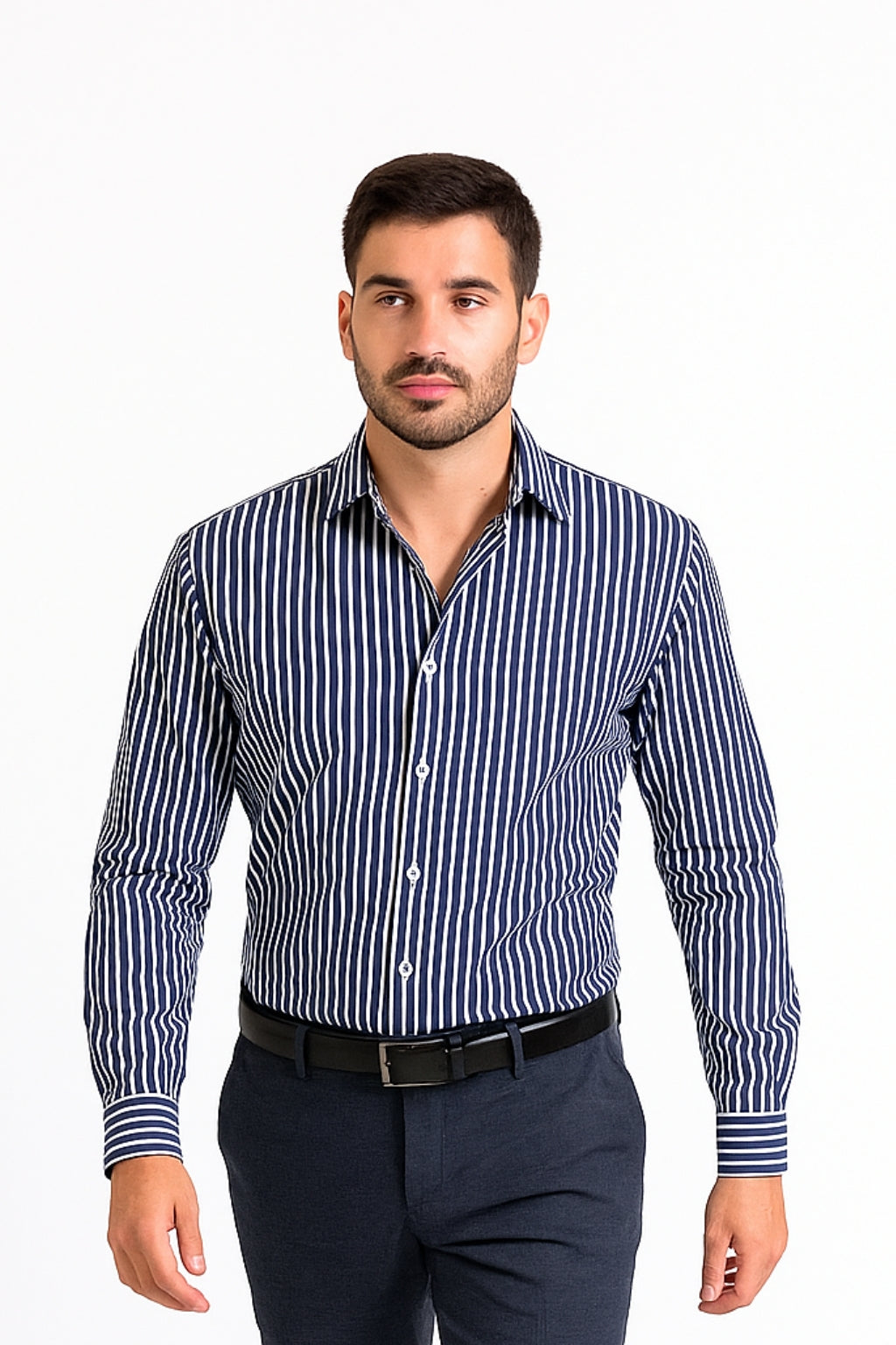 Breton Black Slim Bamboo Shirt