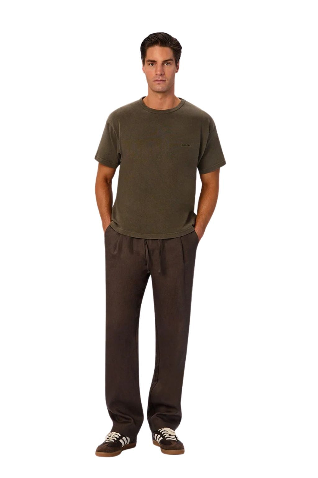 Industrie The Catania Linen Pant - Dark Fern