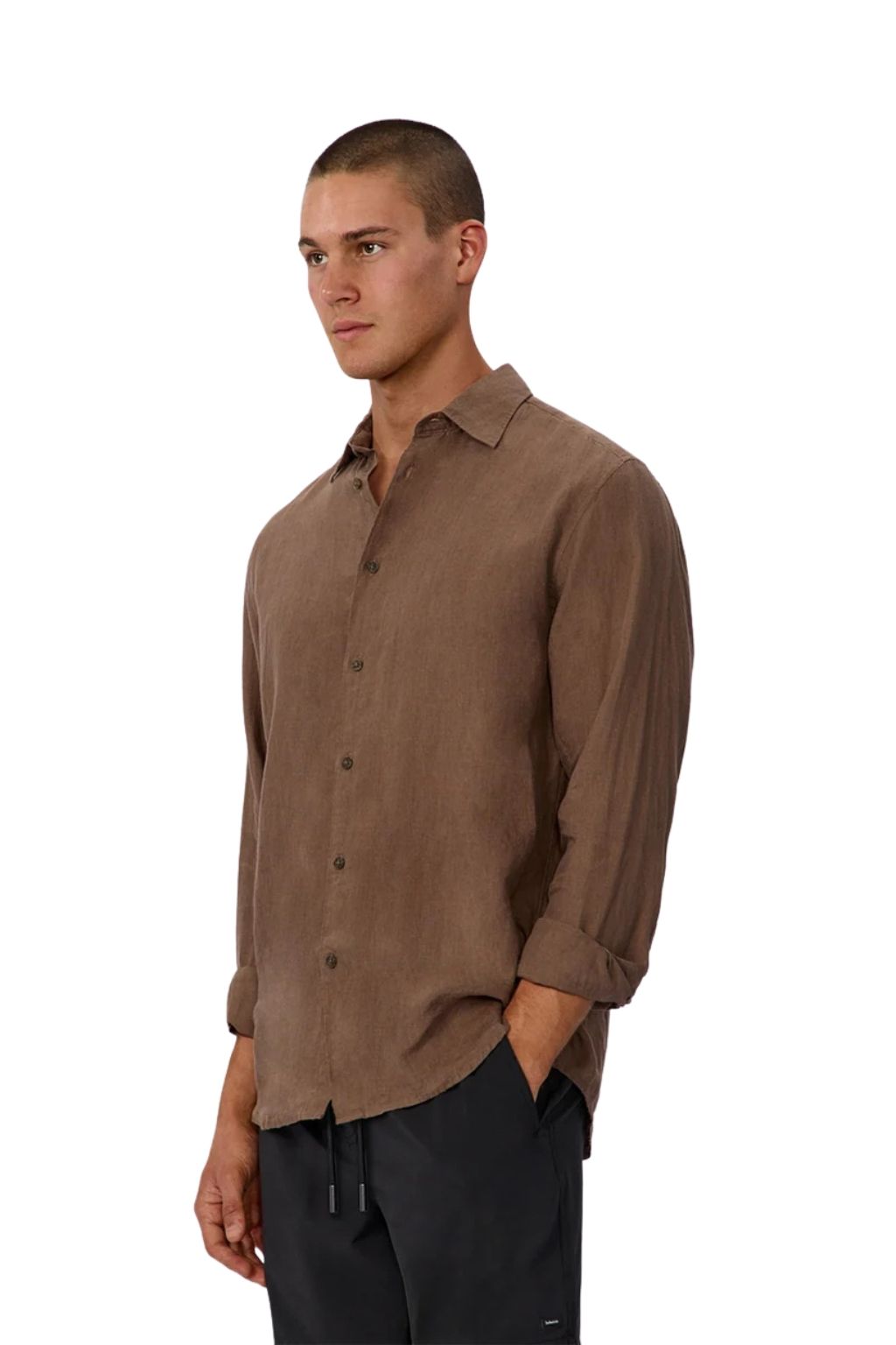 Industrie The St Martins Linen Long Sleeve Shirt - Macchiato