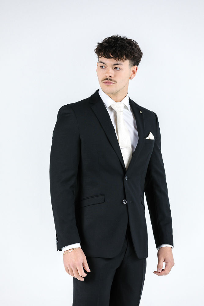 Massimo Black Textured Suit Jacket