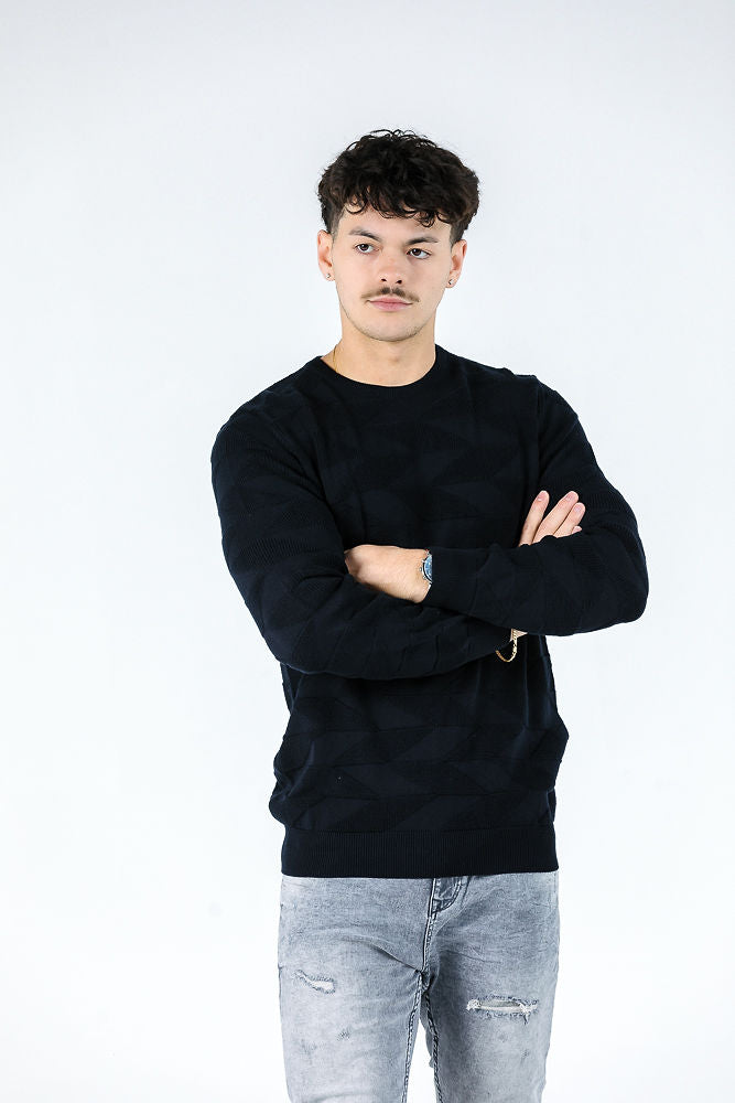 Tony Montana Navy Textured Knit Jumpers