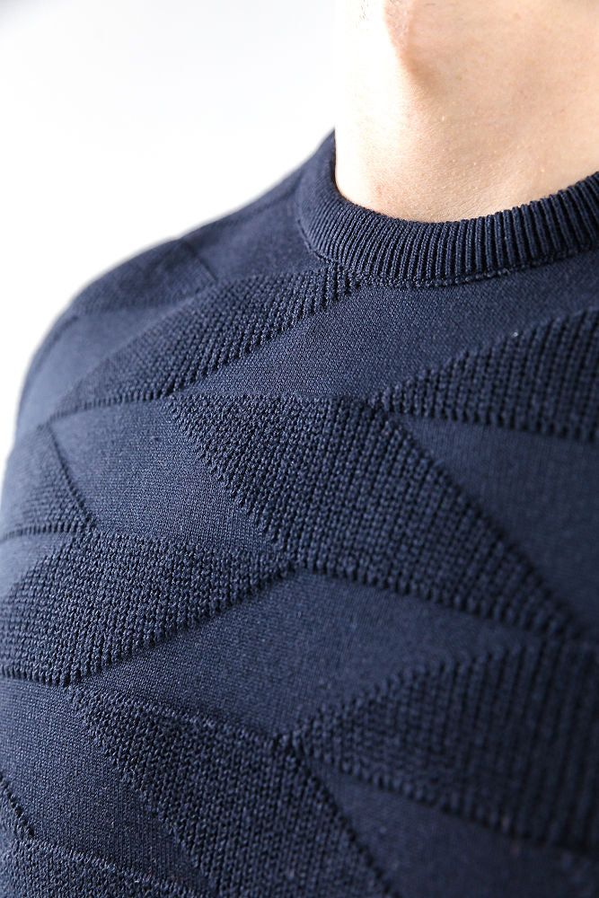 Tony Montana Navy Textured Knit Jumpers