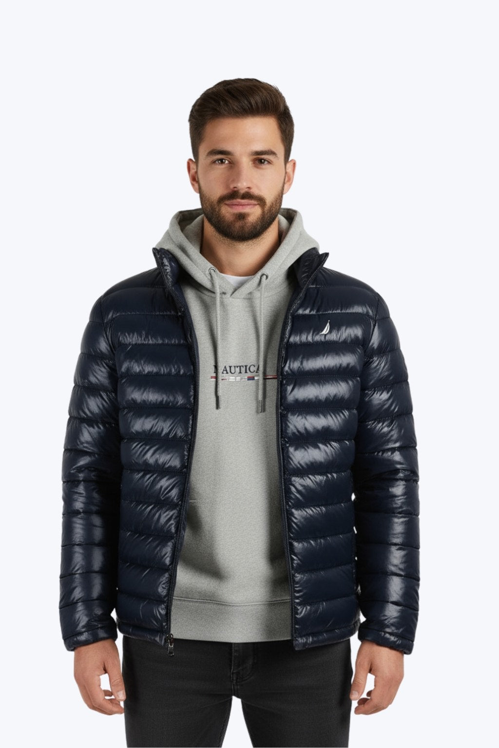 Nautica Parka Colourblock Quilted Reversible Parka Tango Red