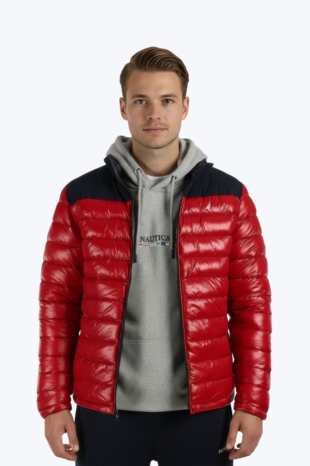 Nautica Parka Colourblock Quilted Reversible Parka Tango Red