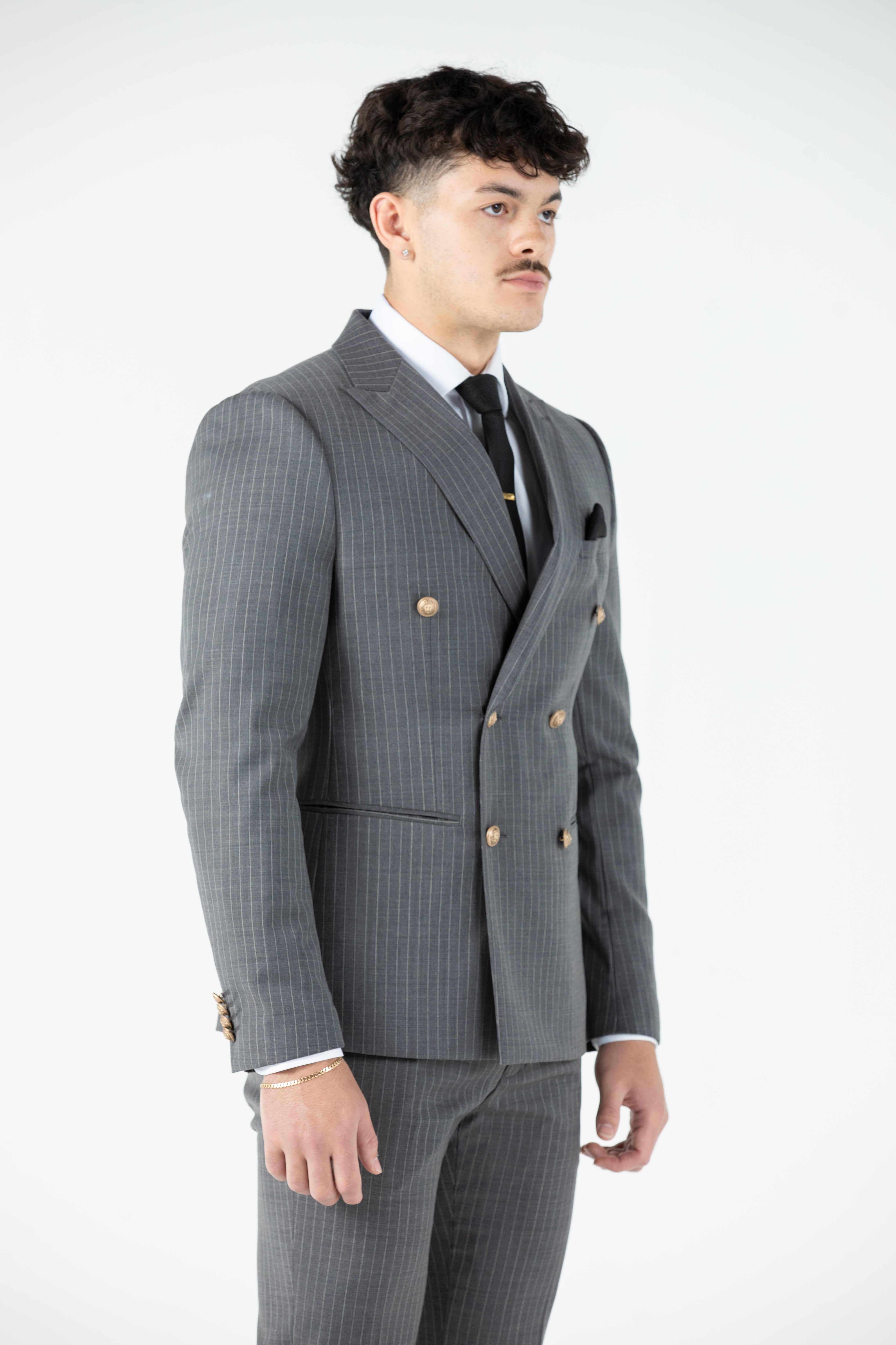 Beckham Grey Pinstripe Suit Jacket