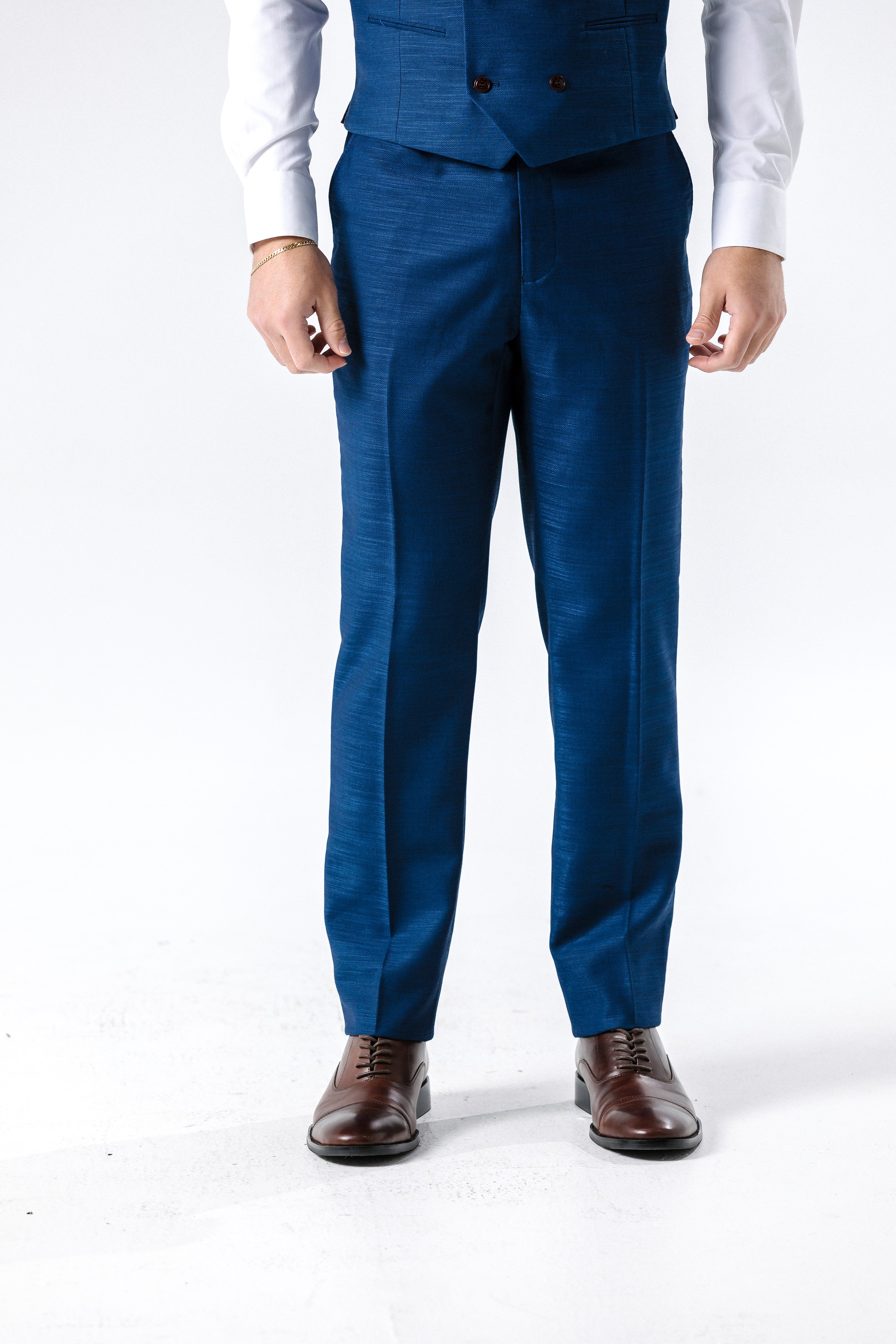 Hugo Mid Blue Textured Suit Trousers