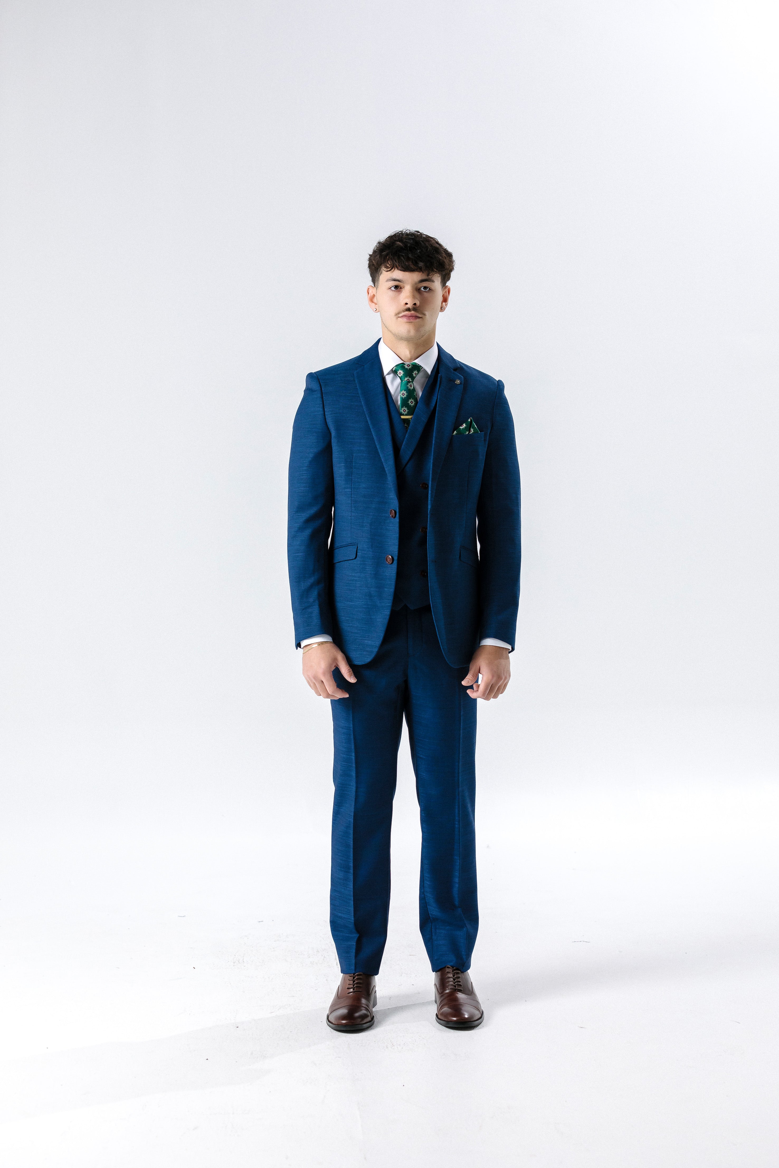 Hugo Mid Blue Textured Suit Trousers