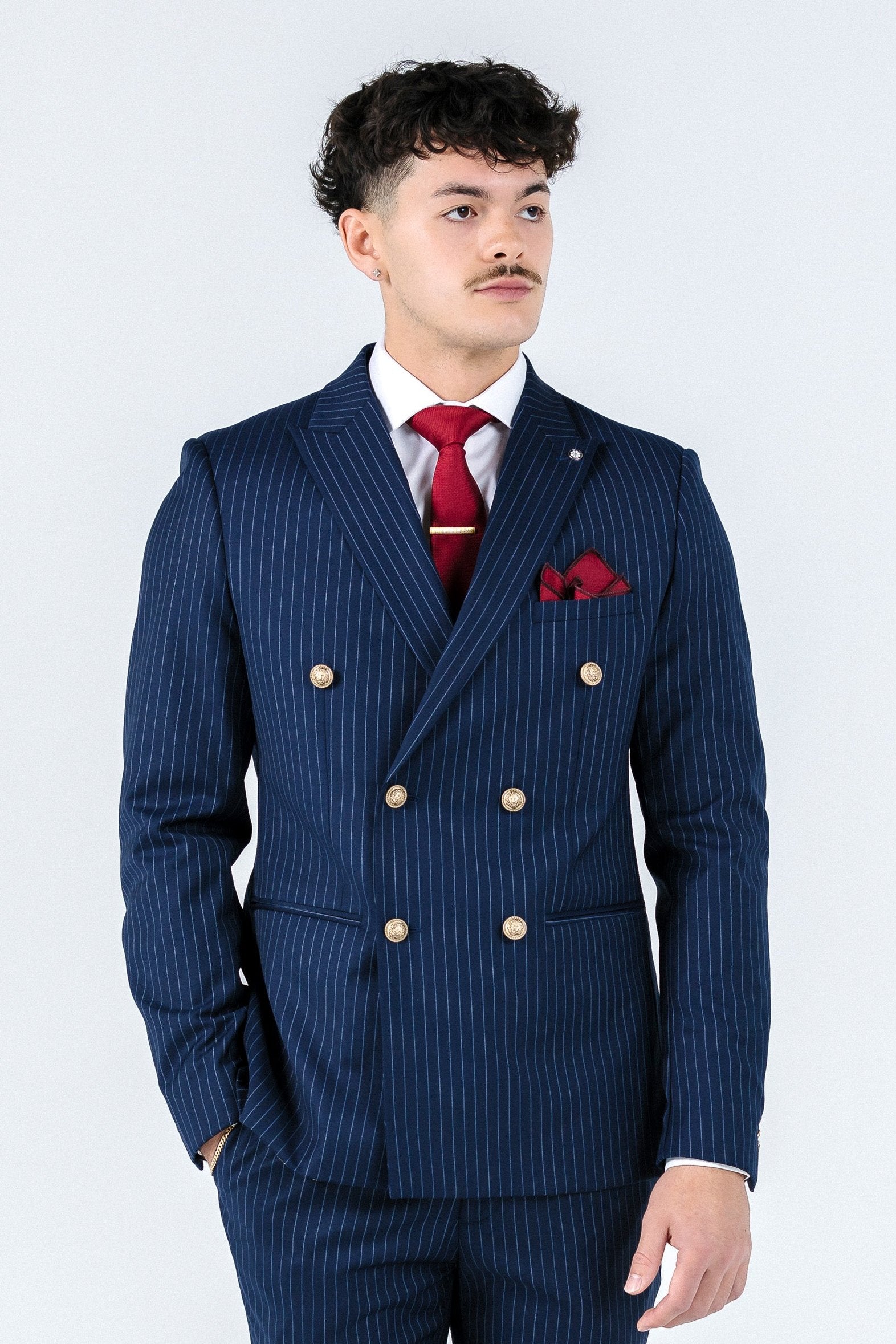 Beckham Navy Pinstripe Suit Jacket