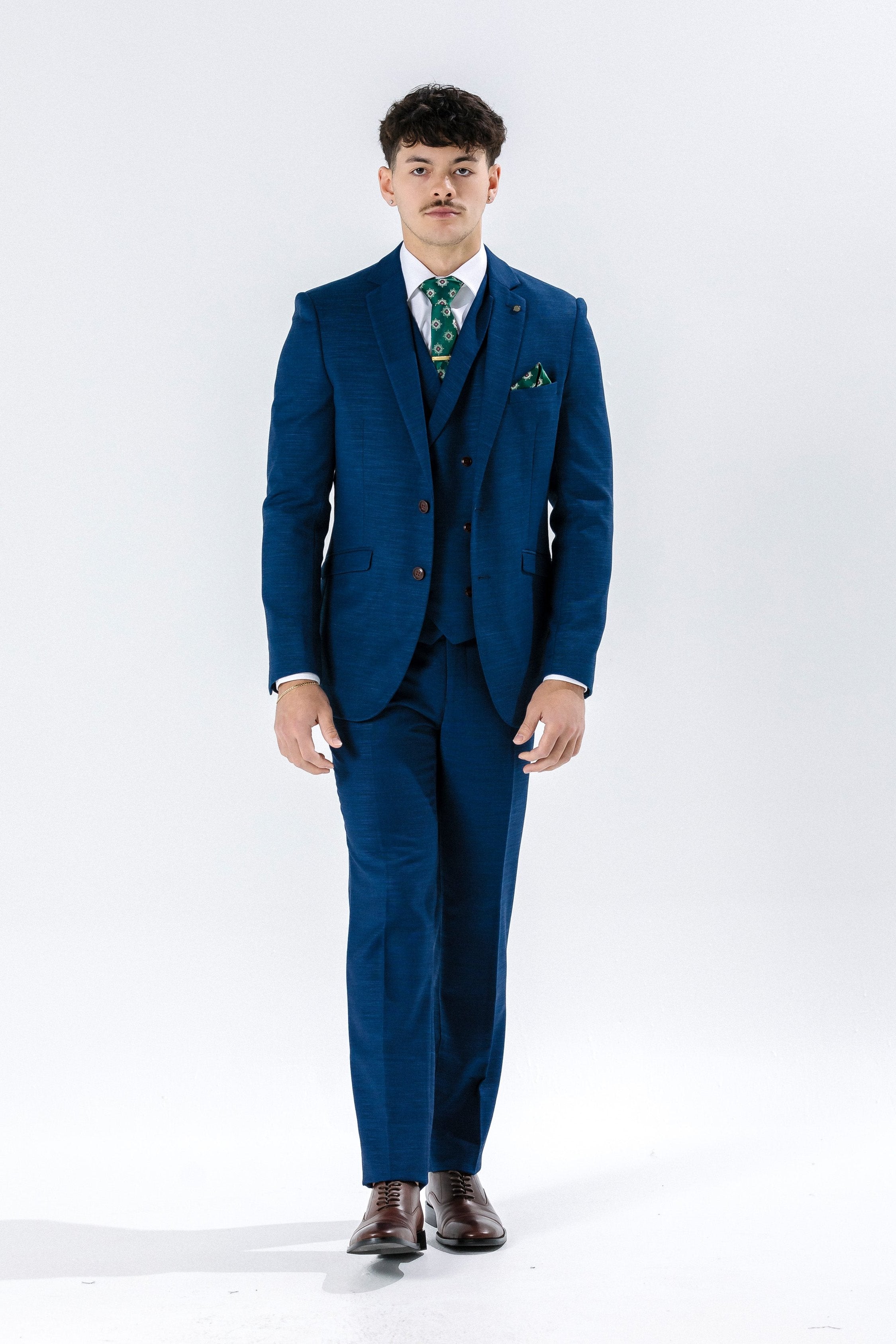 Hugo Mid Blue Textured Suit Jacket