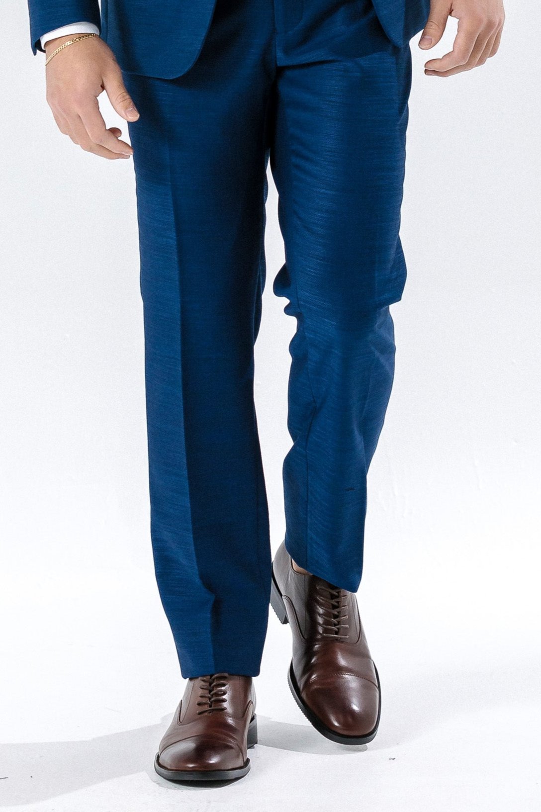 Hugo Mid Blue Textured Suit Trousers