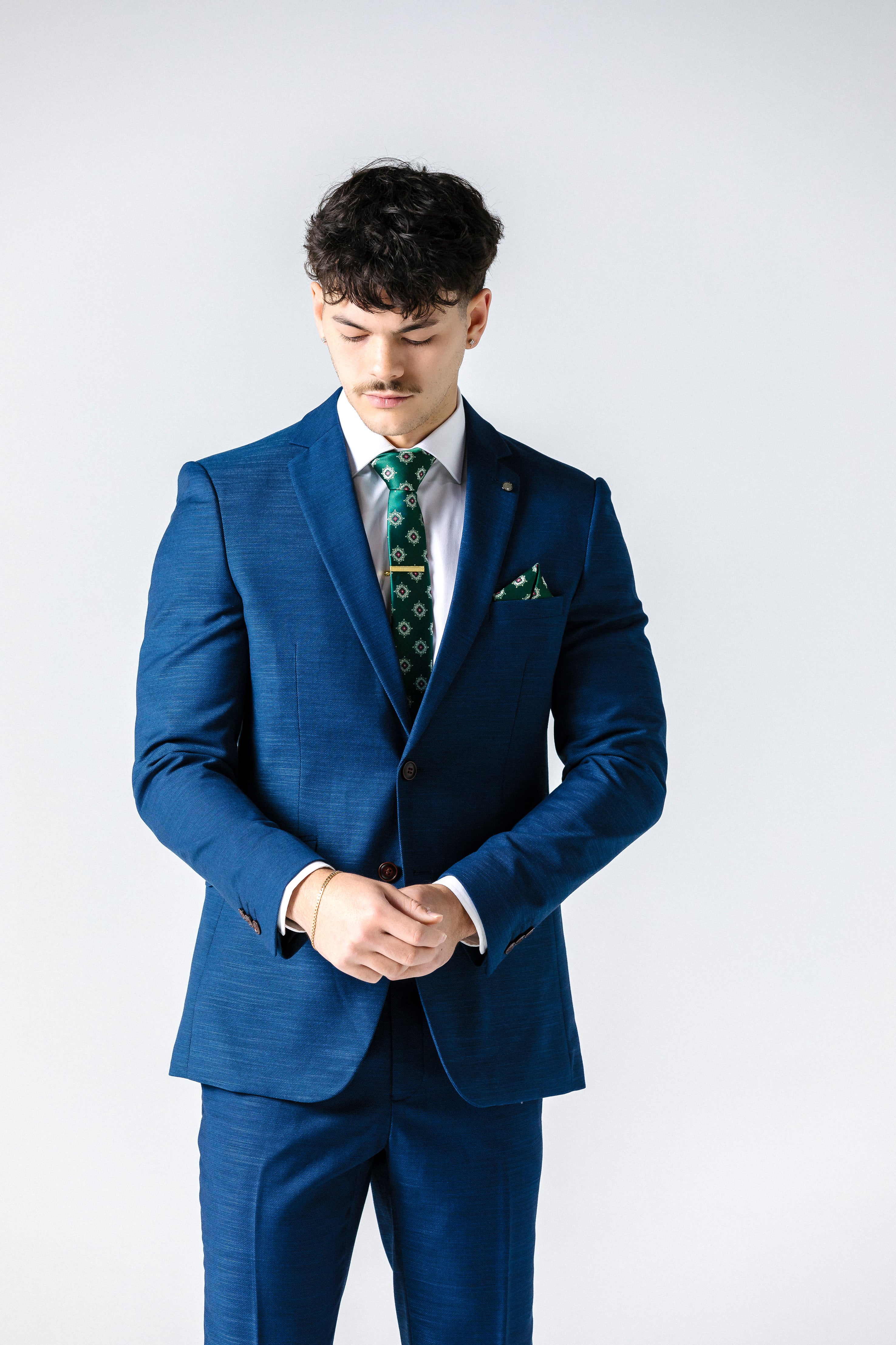 Hugo Mid Blue Textured Suit Jacket
