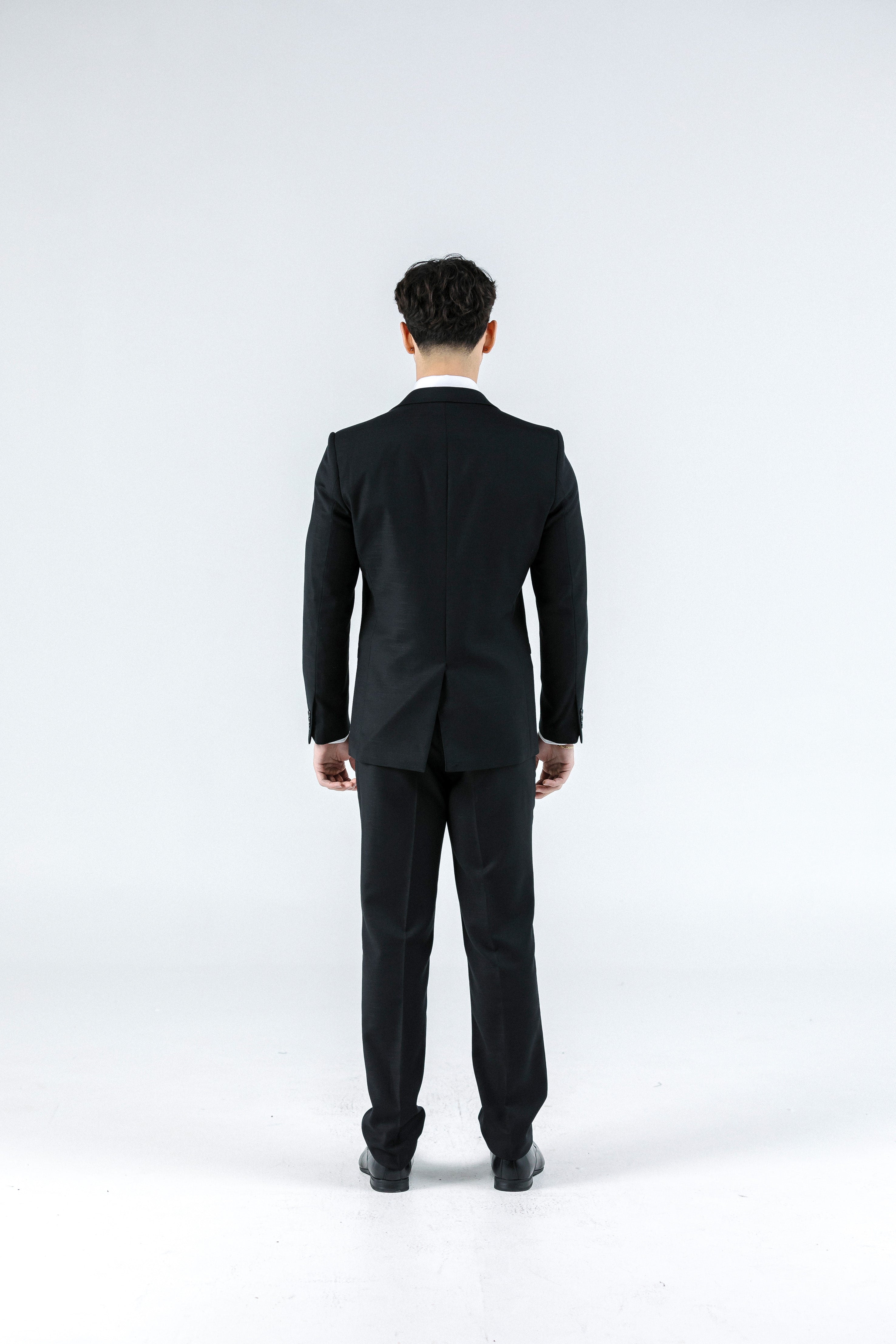 Massimo Black Textured Double Breasted Suit Jacket