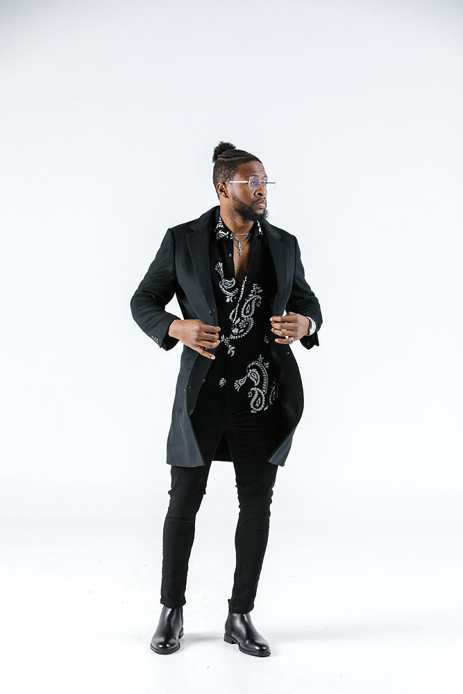 Marakech Long Sleeve Paisley Black Shirt Casual Shirt