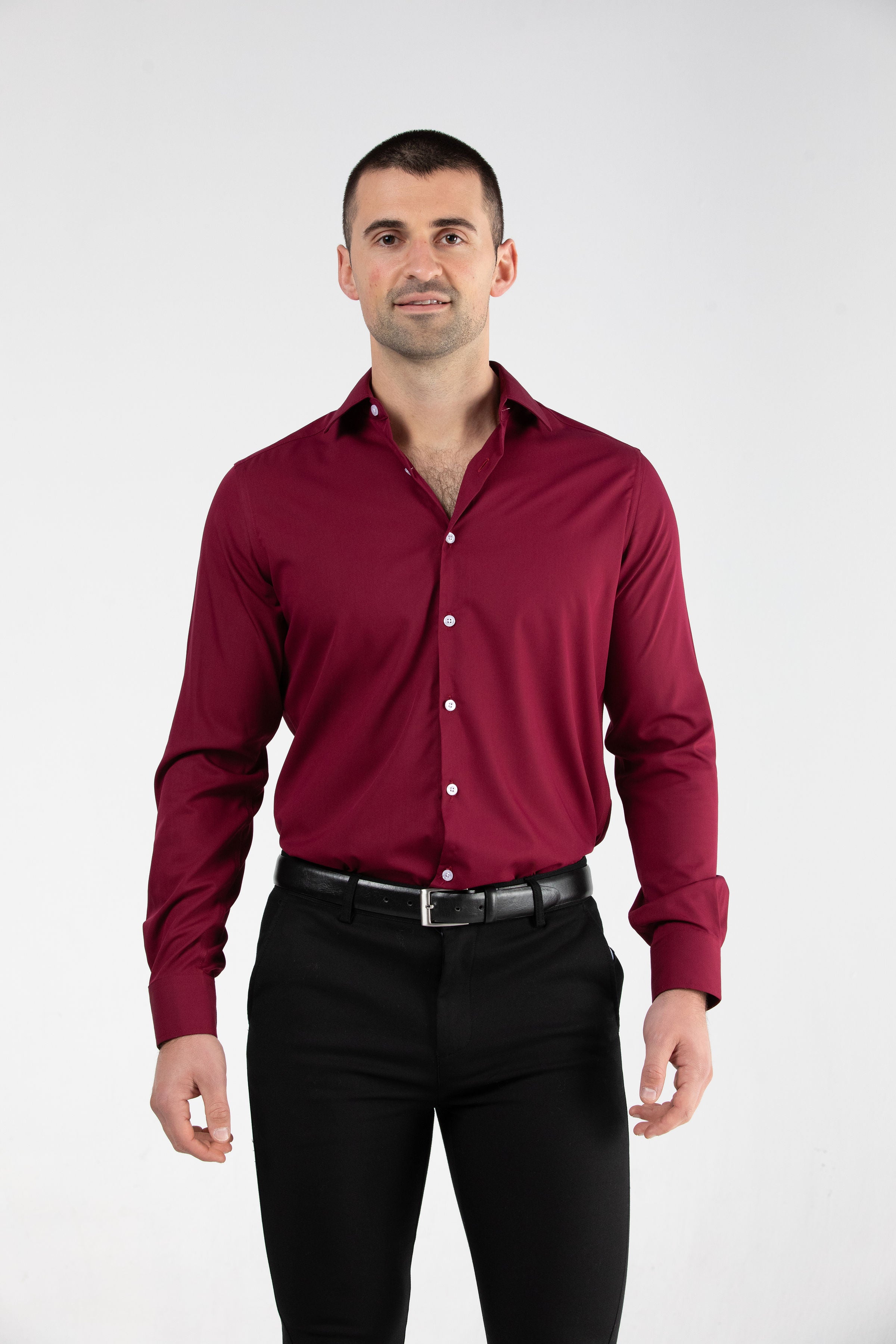 Burgundy Slim Bamboo Shirt Dress Shirt