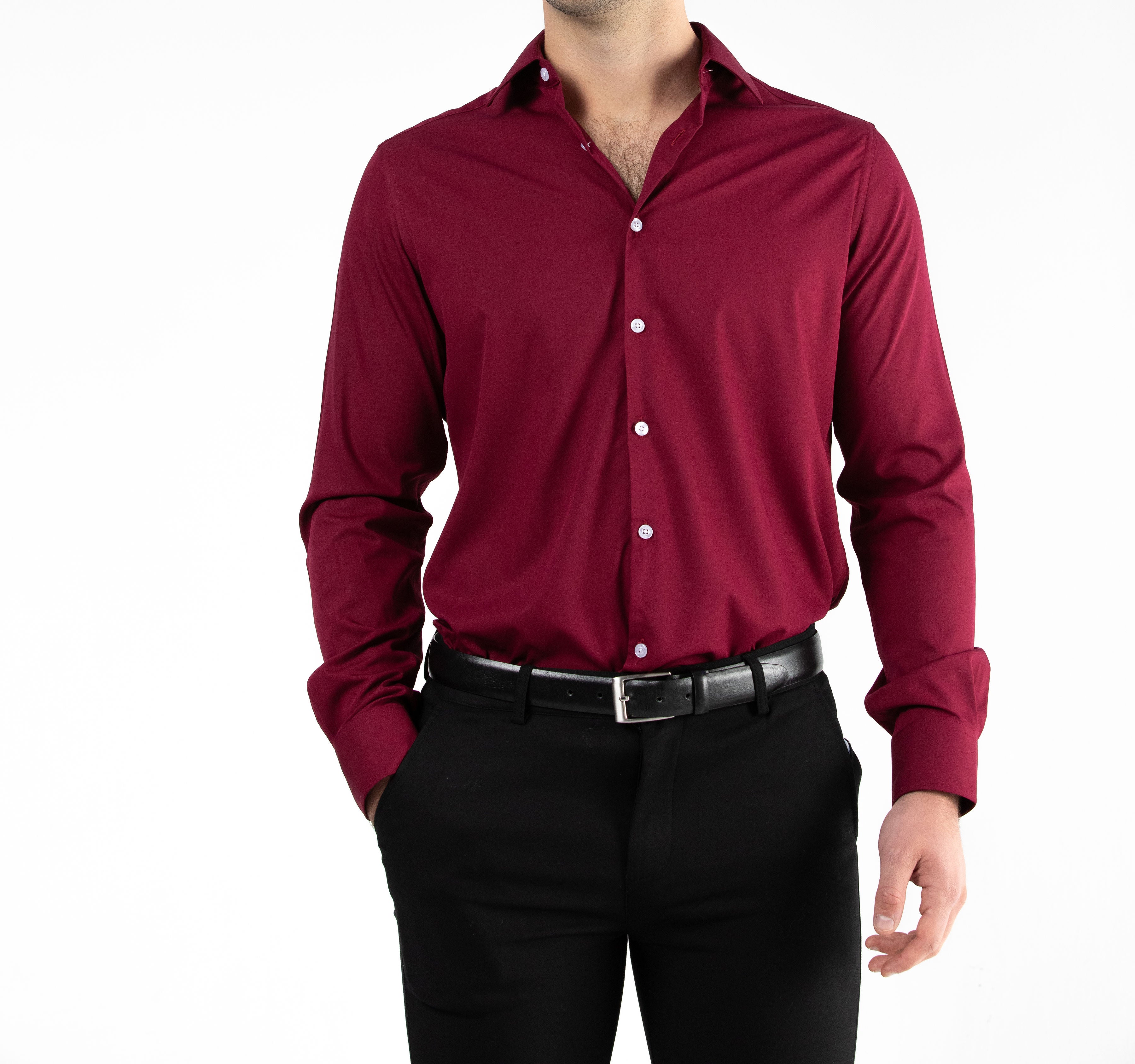 Burgundy Slim Bamboo Shirt