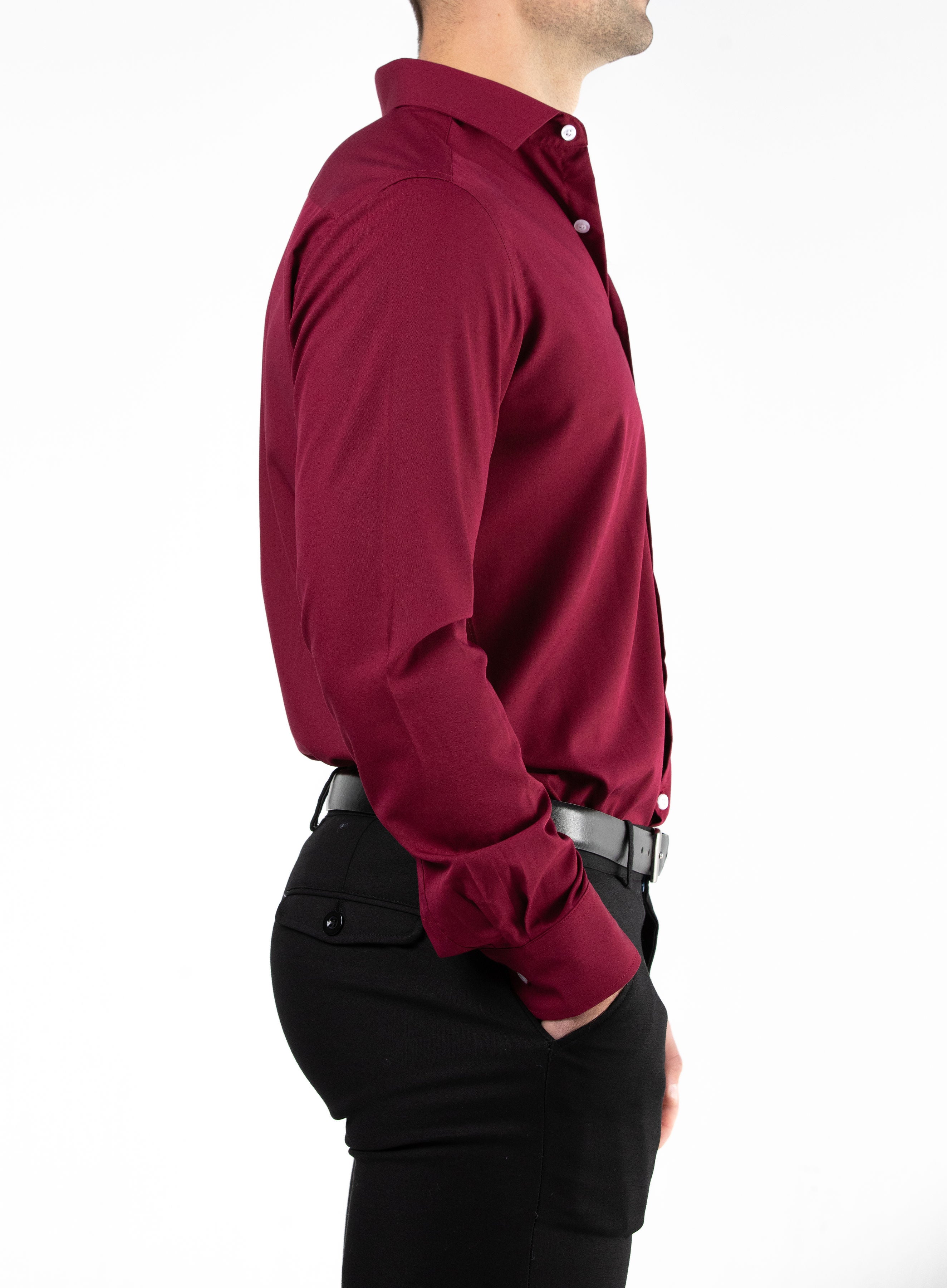 Burgundy Slim Bamboo Shirt Dress Shirt