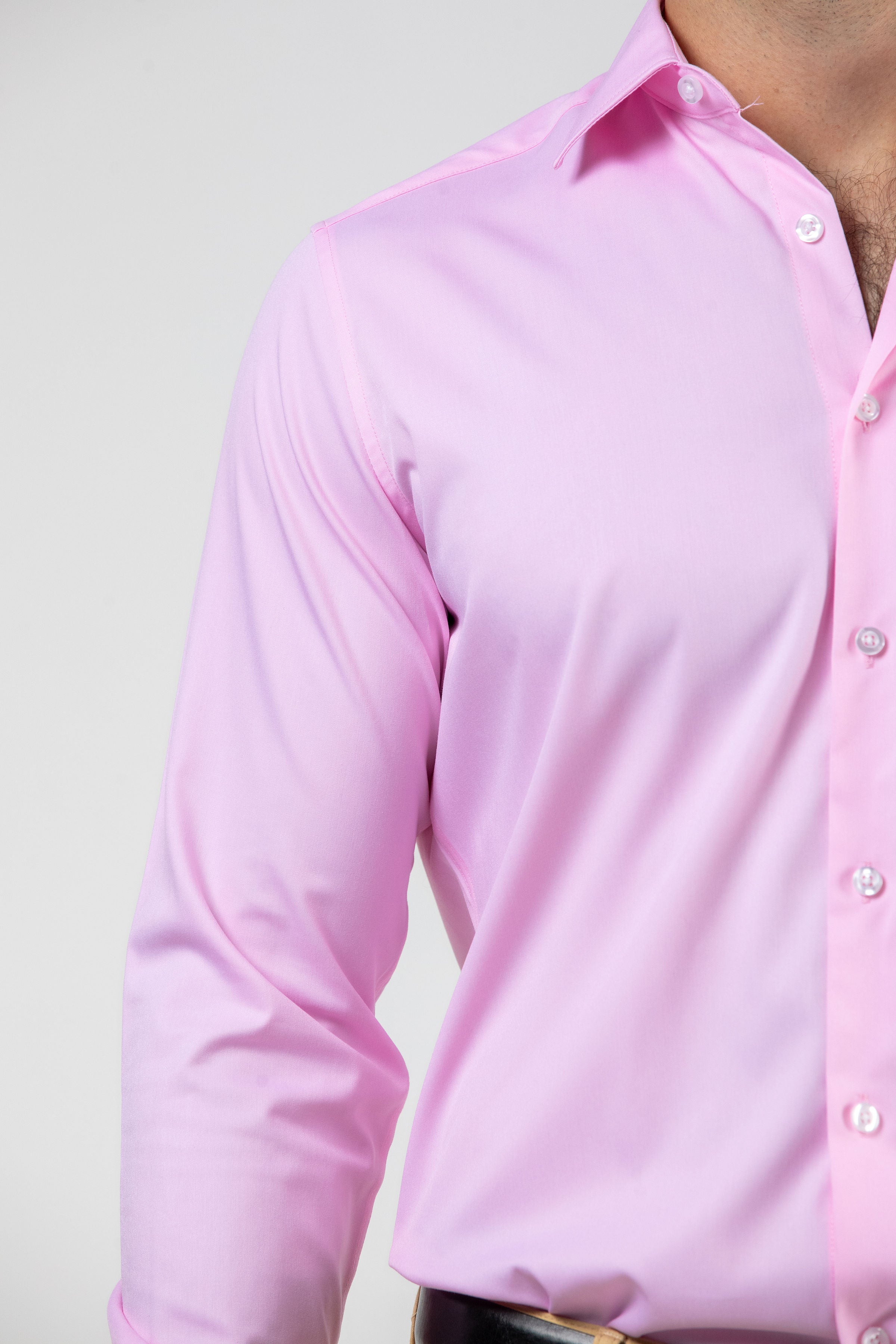 Pink Slim Bamboo Shirt Dress Shirt