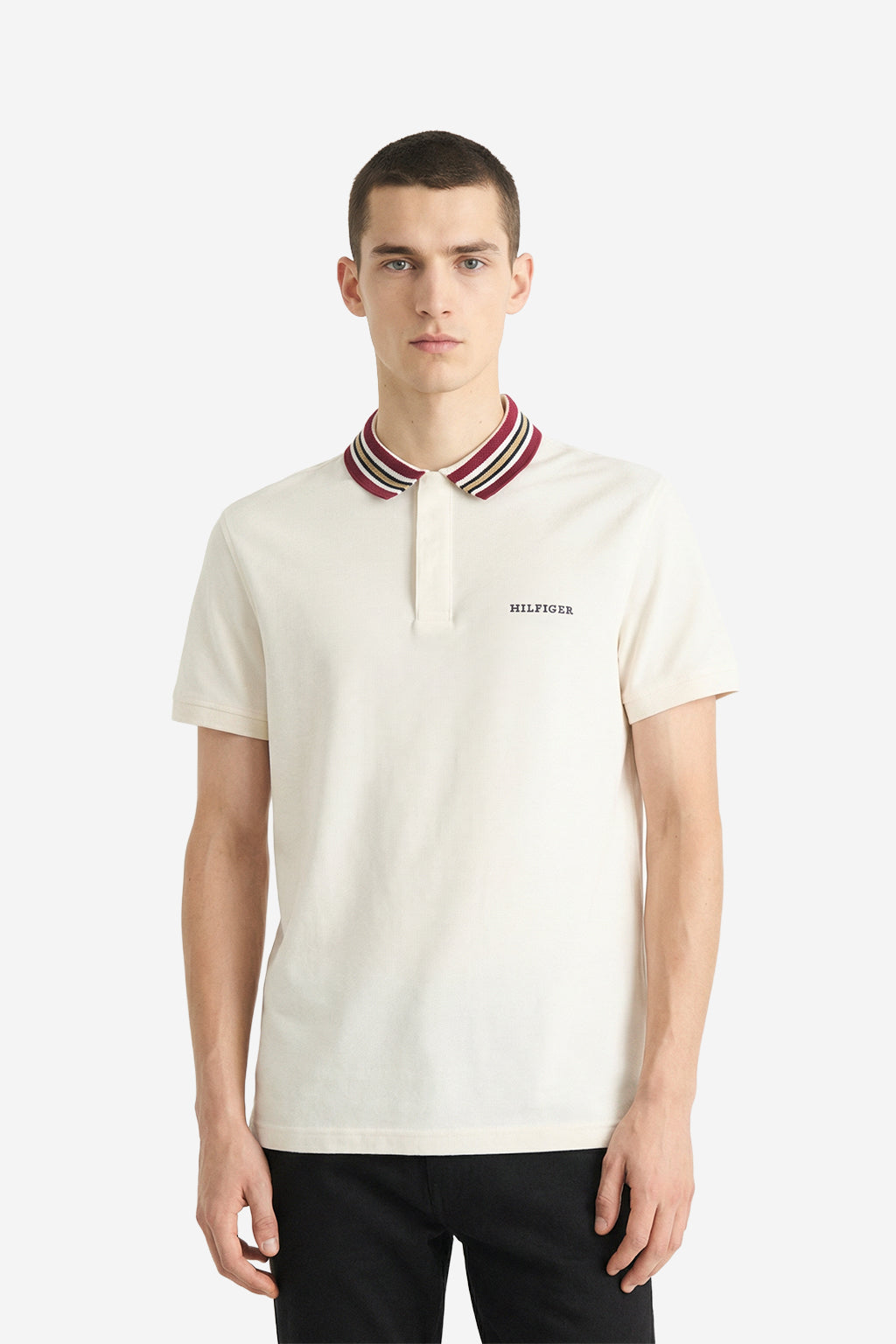 Tommy Hilfiger Ivory Petal RWB Collar Regular Polo
