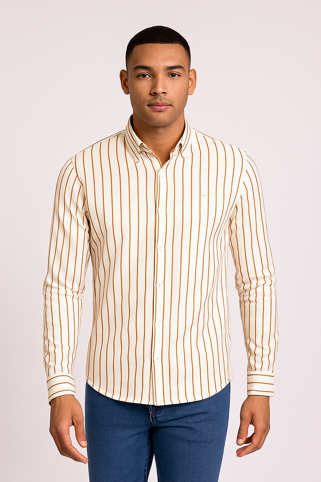 Troy White/Cream Striped Long Sleeve Shirt