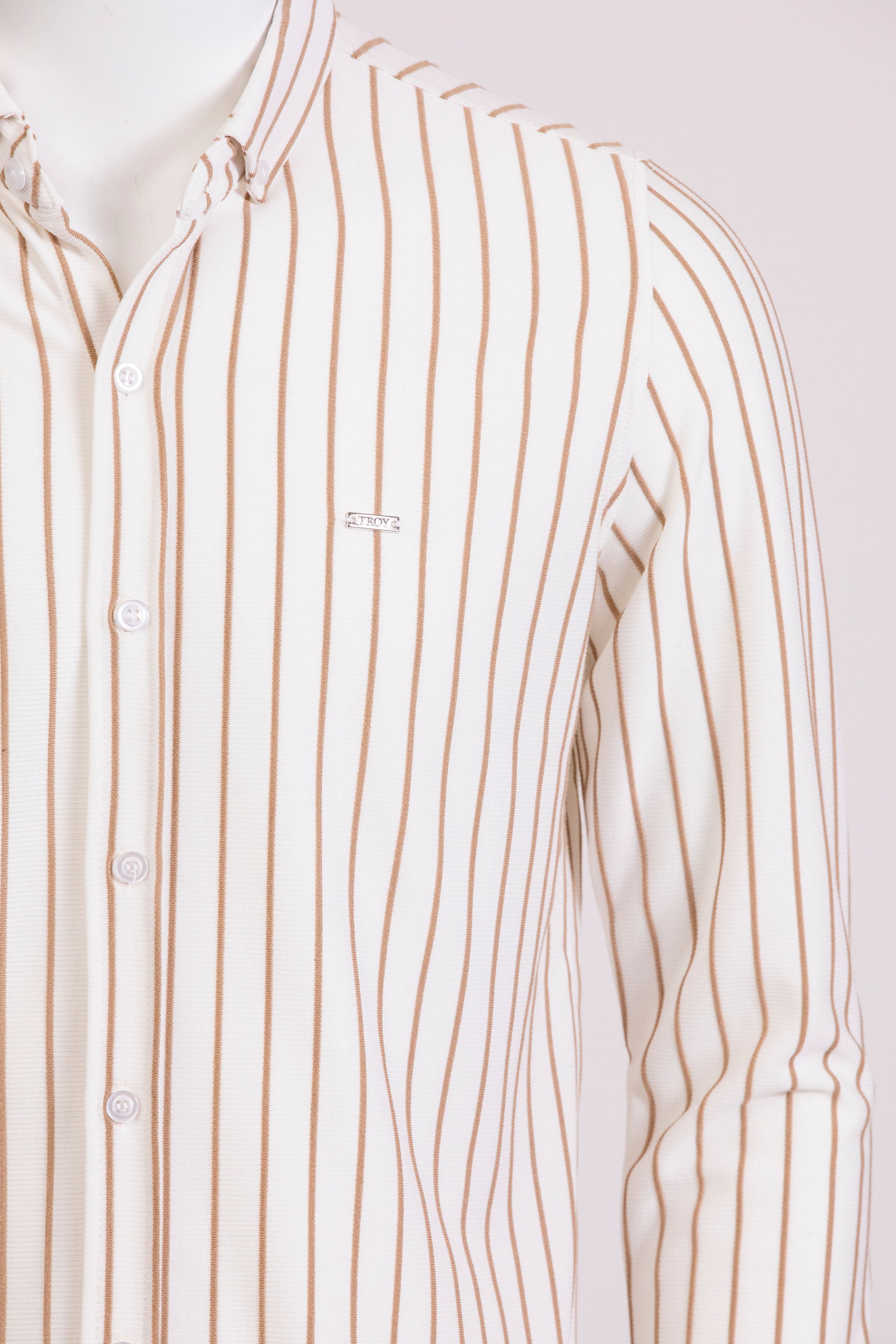Troy White/Cream Striped Long Sleeve Shirt