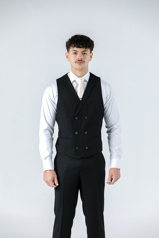 Hugo Black Textured Waistcoat Waistcoat