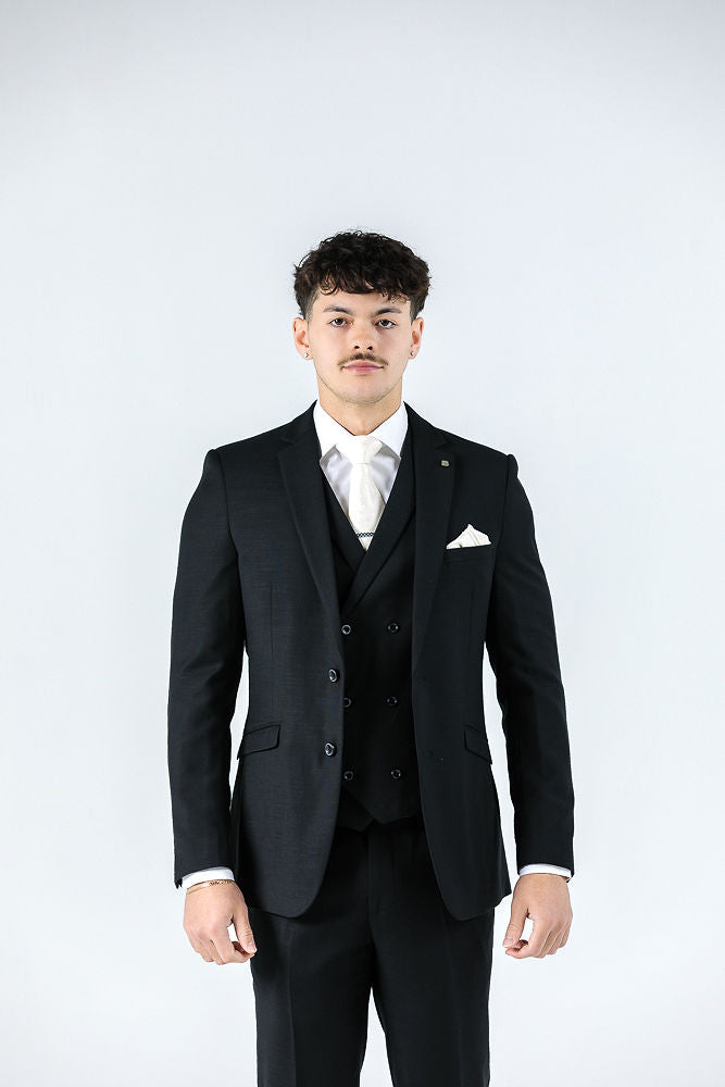 Hugo Black Textured Waistcoat Waistcoat