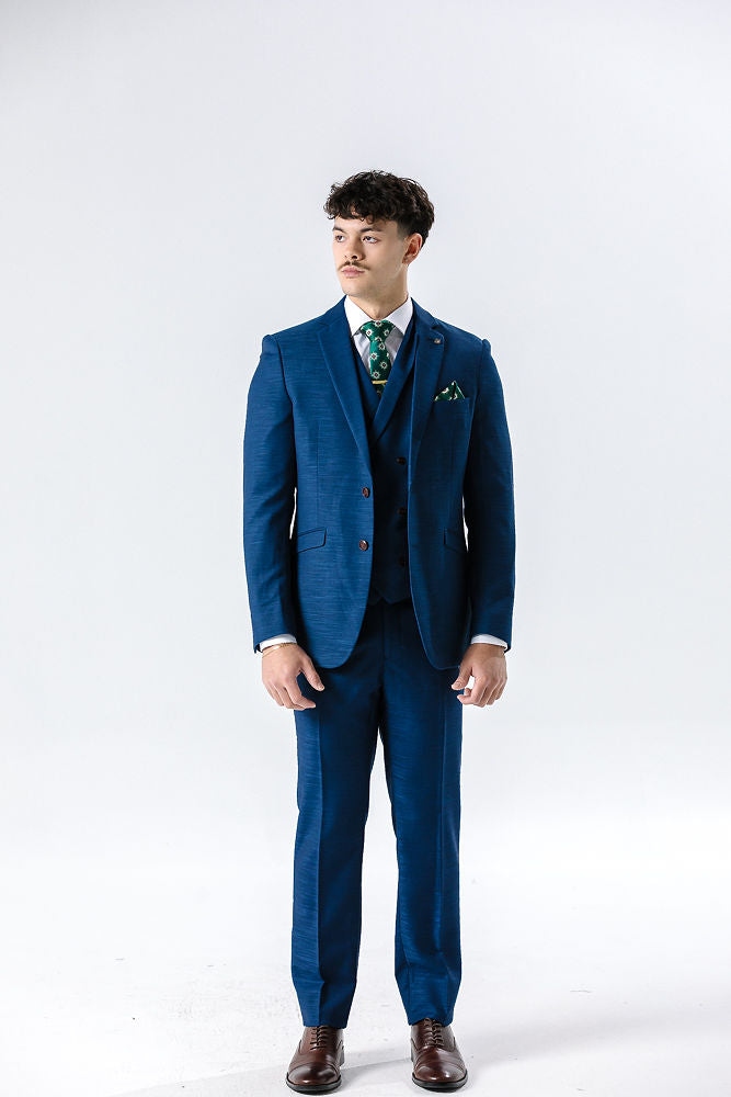 Hugo Mid Blue Textured Waistcoat