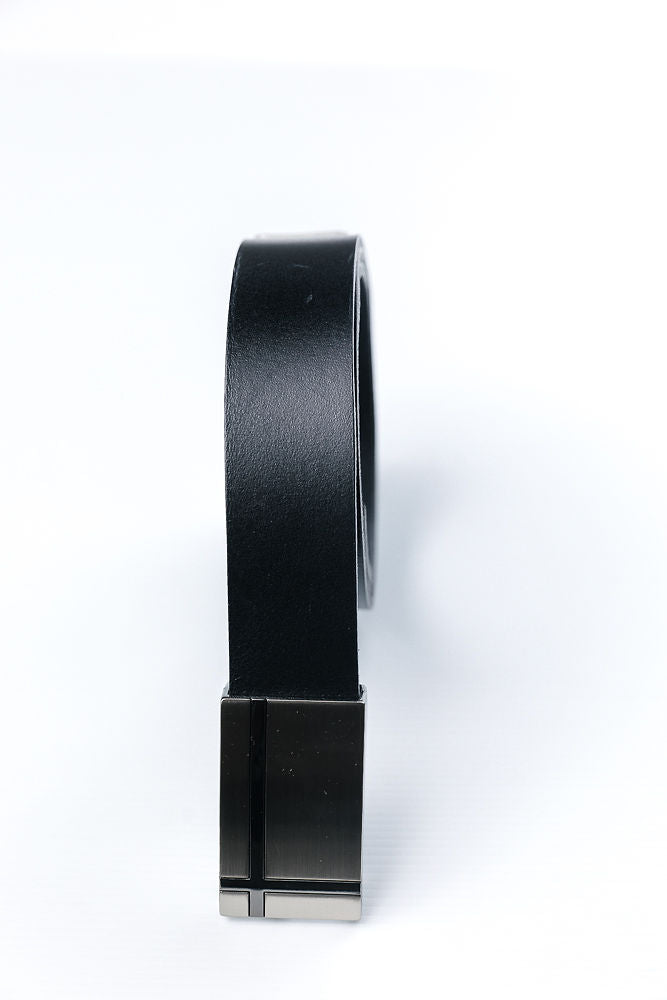 Seven Men Black/Silver Leather Belt Belt