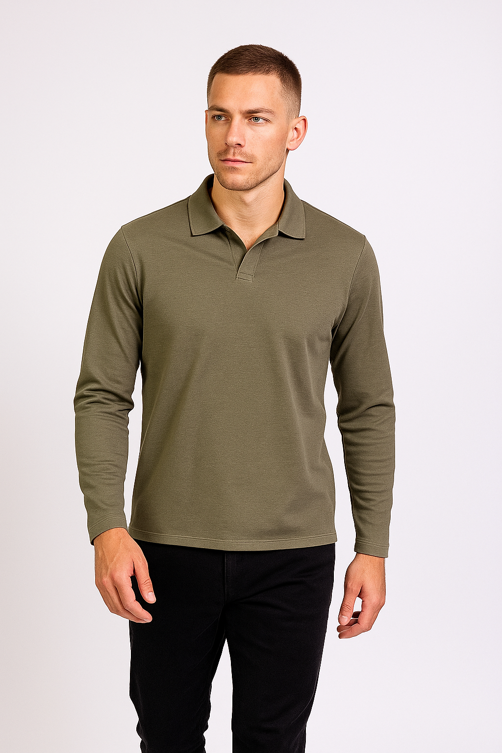 Bentner Khaki Long Sleeve Polo