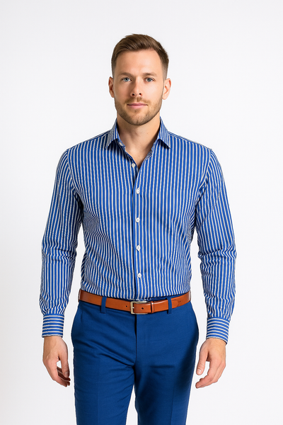 Breton Navy Slim Bamboo Shirt