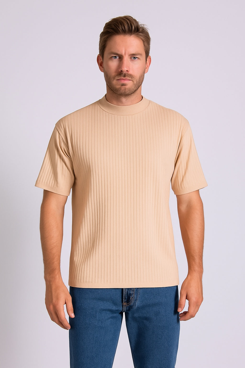 Cream Turtle Neck Tee