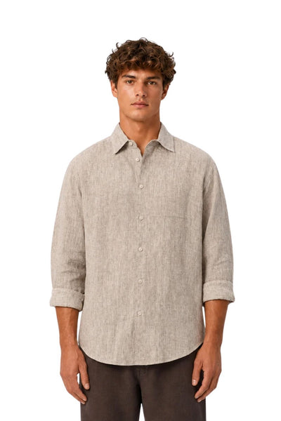 Industrie The St Martins Linen Long Sleeve Shirt - Ebony