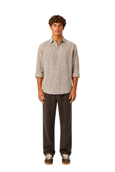 Industrie The St Martins Linen Long Sleeve Shirt - Ebony