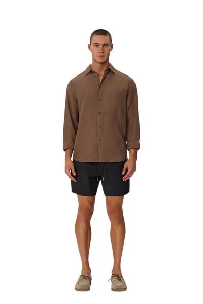 Industrie The St Martins Linen Long Sleeve Shirt - Macchiato