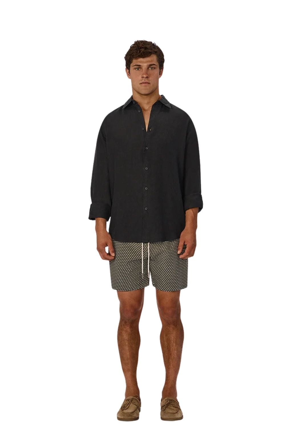Industrie The St Martins Linen Long Sleeve Shirt - Black