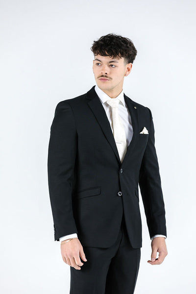 Massimo Black Textured Suit Jacket