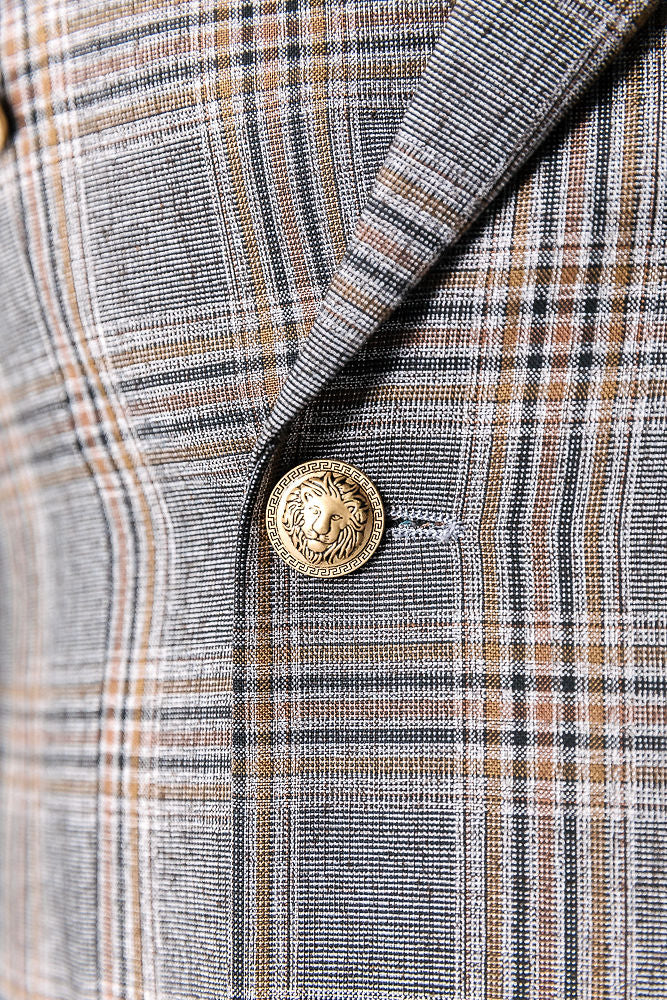 Lyon Grey Check Double Breasted Suit Jacket Jacket
