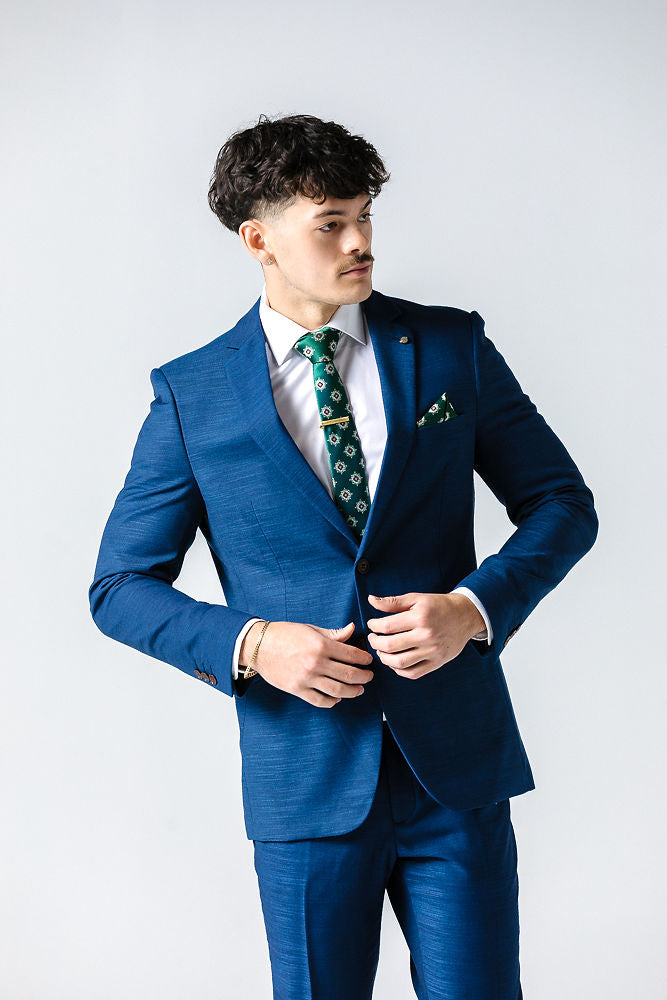 Hugo Blue Textured Suit Jacket Jacket