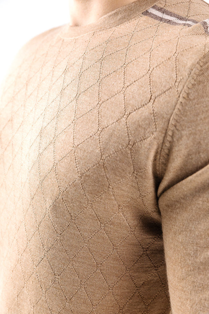 Tony Montana Camel Textured Knit Jumpers