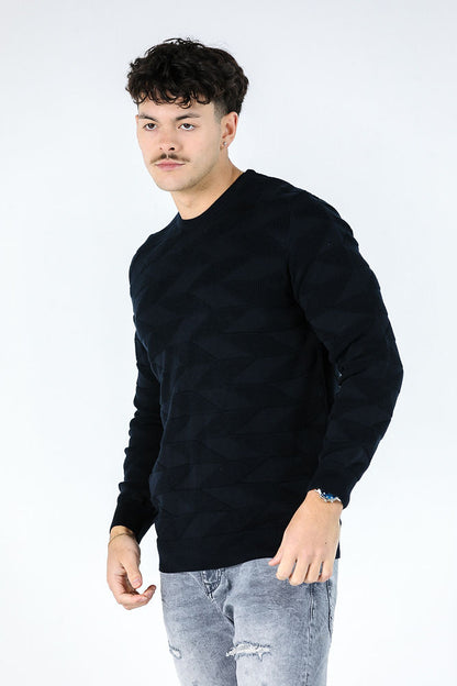 Tony Montana Navy Textured Knit Jumpers