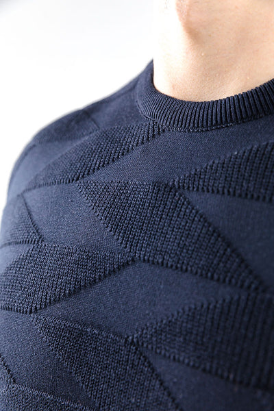 Tony Montana Navy Textured Knit Jumpers