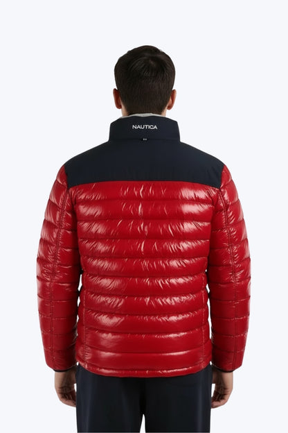 Nautica Parka Colourblock Quilted Reversible Parka Tango Red