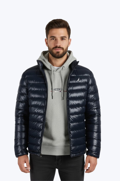 Nautica Parka Colourblock Quilted Reversible Parka Tango Red