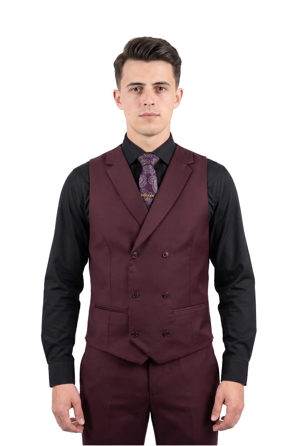 Pablo Burgundy Waistcoat