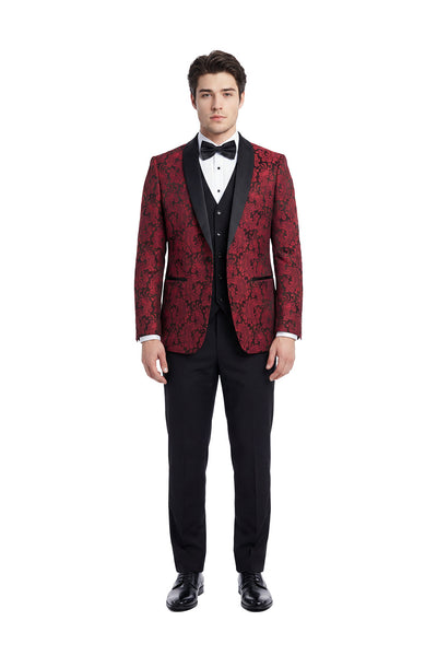 Phoenix Burgundy Jacquard Tuxedo Jacket