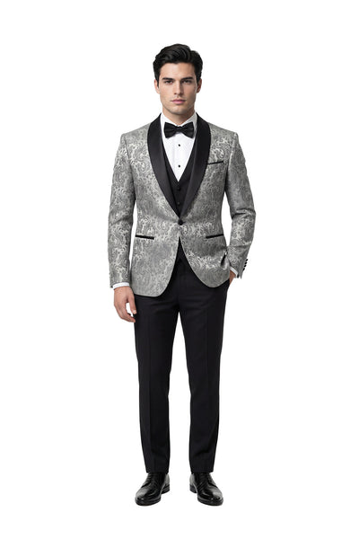 Phoenix Silver Jacquard Tuxedo Jacket
