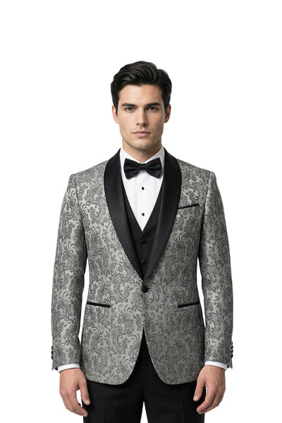 Phoenix Silver Jacquard Tuxedo Jacket