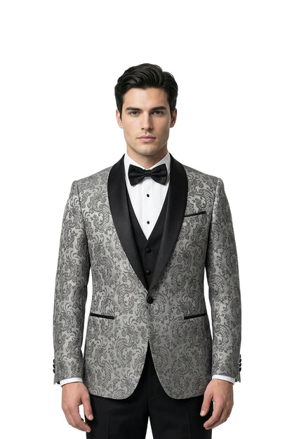 Phoenix Silver Jacquard Tuxedo Jacket
